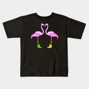 Funny Flamingos In Love Kids T-Shirt